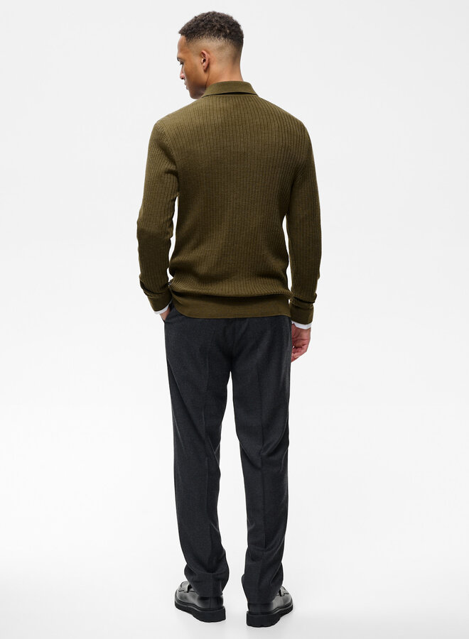 Tricot Matinique Kerone à col polo en laine brun sépia mélange
