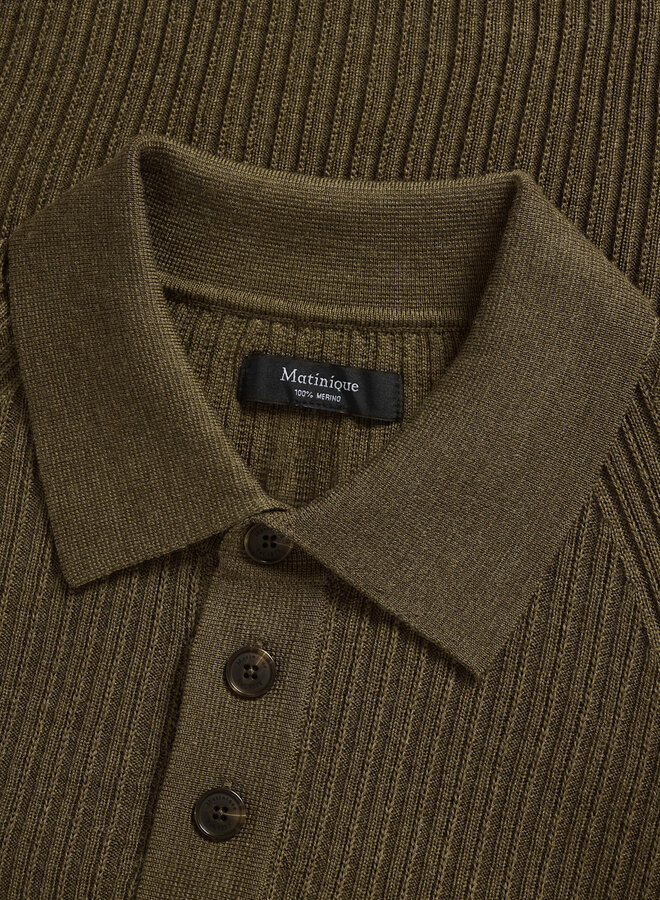 Tricot Matinique Kerone à col polo en laine brun sépia mélange