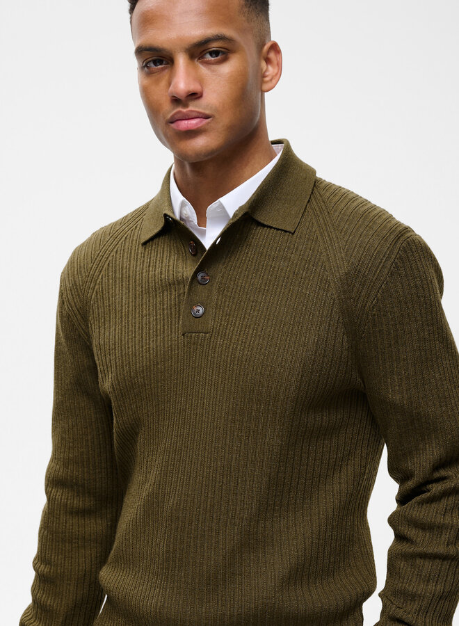 Tricot Matinique Kerone à col polo en laine brun sépia mélange