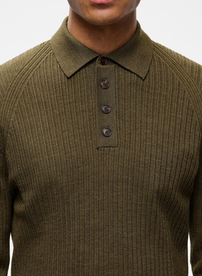Tricot Matinique Kerone à col polo en laine brun sépia mélange