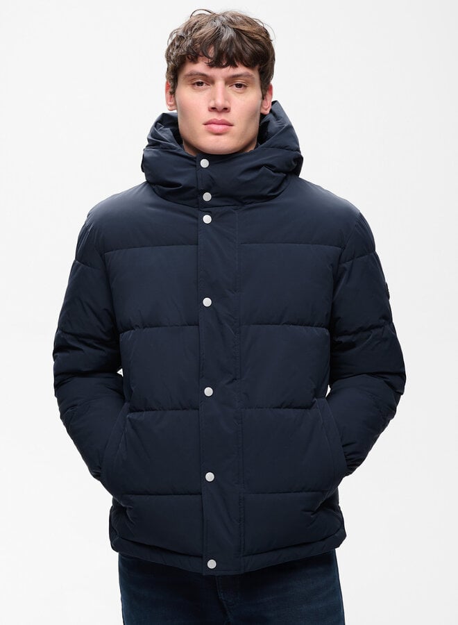 Manteau Matinique Pat matelassé à capuche bleu marine
