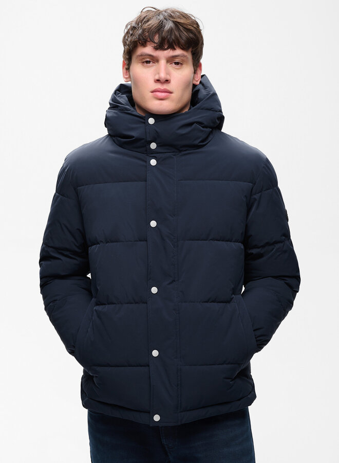 Manteau Matinique Pat matelassé à capuche bleu marine