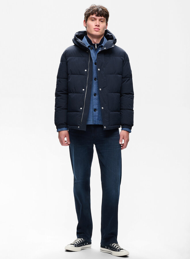 Manteau Matinique Pat matelassé à capuche bleu marine