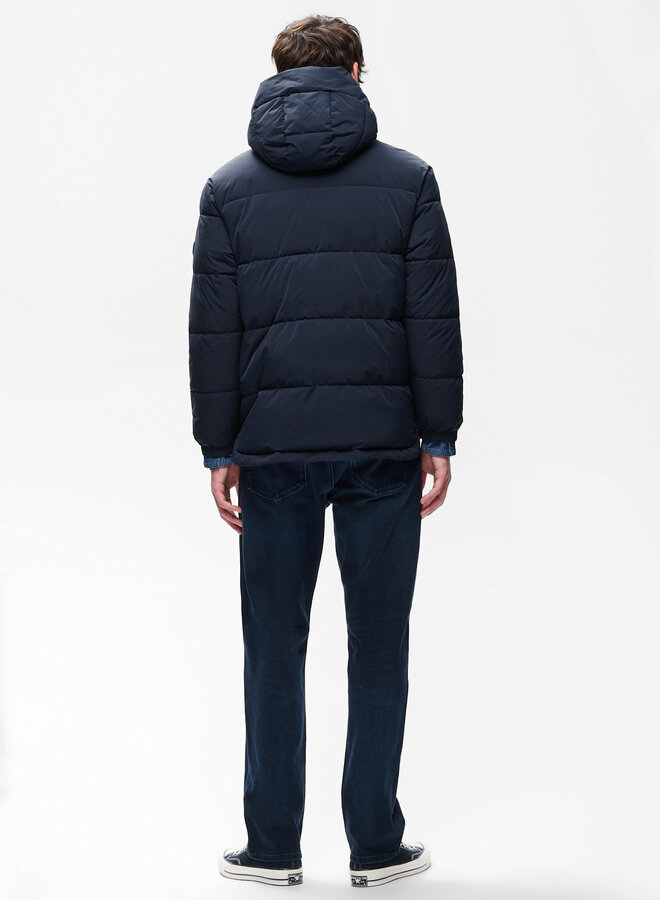 Manteau Matinique Pat matelassé à capuche bleu marine