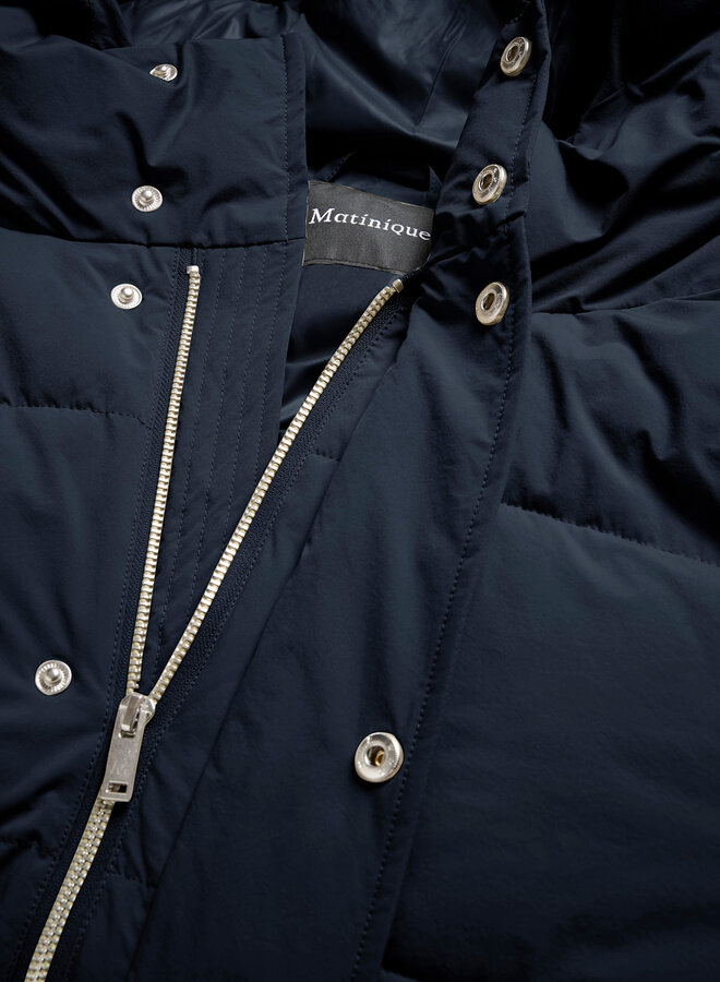 Manteau Matinique Pat matelassé à capuche bleu marine