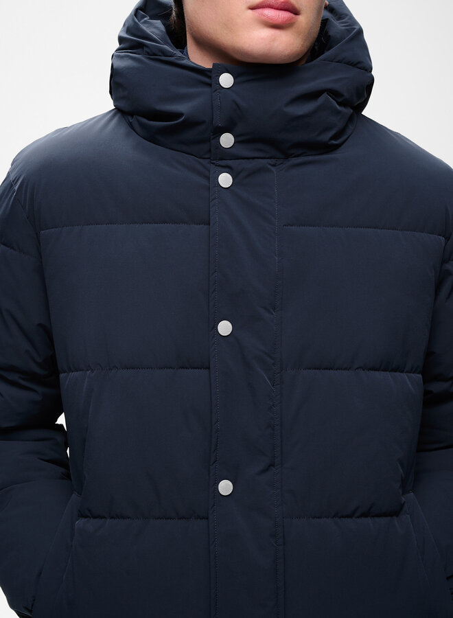 Manteau Matinique Pat matelassé à capuche bleu marine