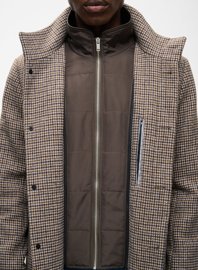 Manteau Matinique Harvey pied-de-poule brun sépia & brun café multi