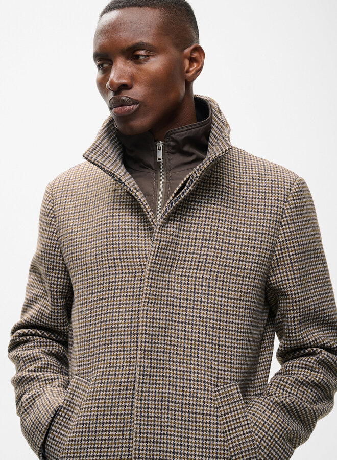 Manteau Matinique Harvey pied-de-poule brun sépia & brun café multi