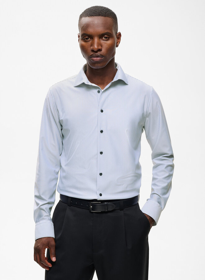 Chemise Matinique Marc blanche rayée bleu mirage