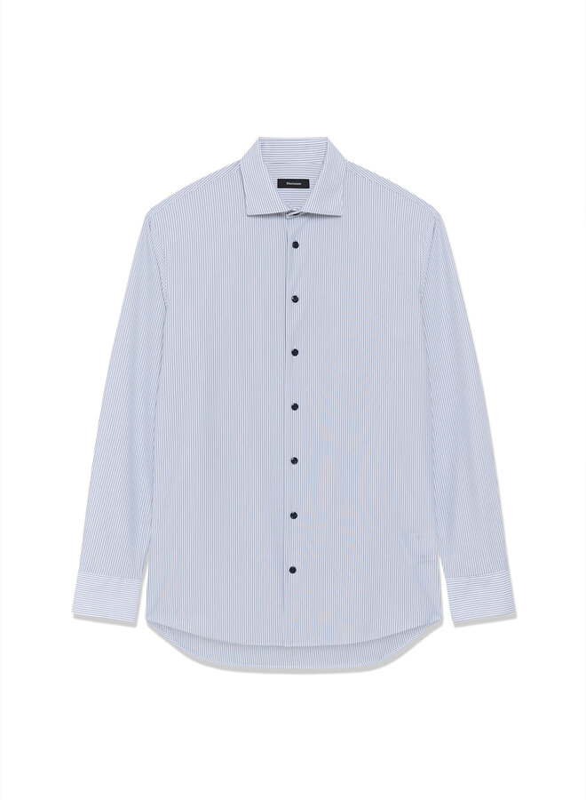 Chemise Matinique Marc en jersey blanche rayée bleu mirage