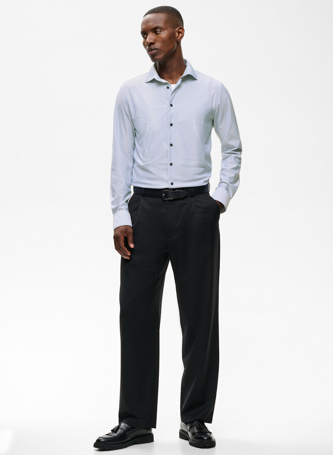 Chemise Matinique Marc en jersey blanche rayée bleu mirage