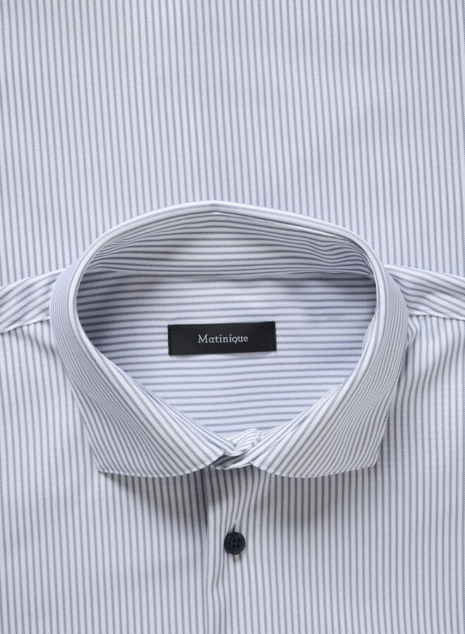 Chemise Matinique Marc en jersey blanche rayée bleu mirage