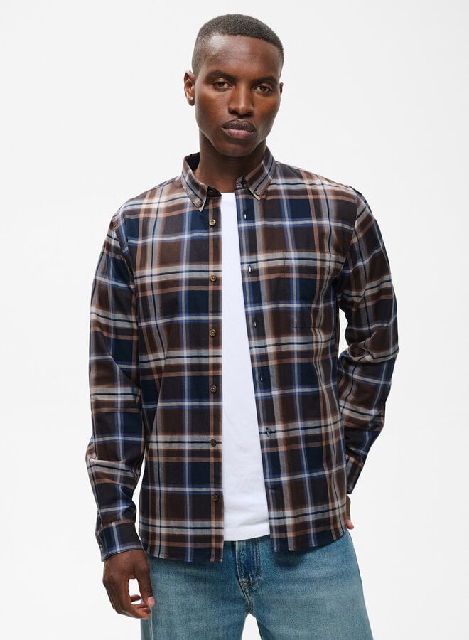 Chemise Matinique Trostol à carreaux brun café & bleu mirage multi