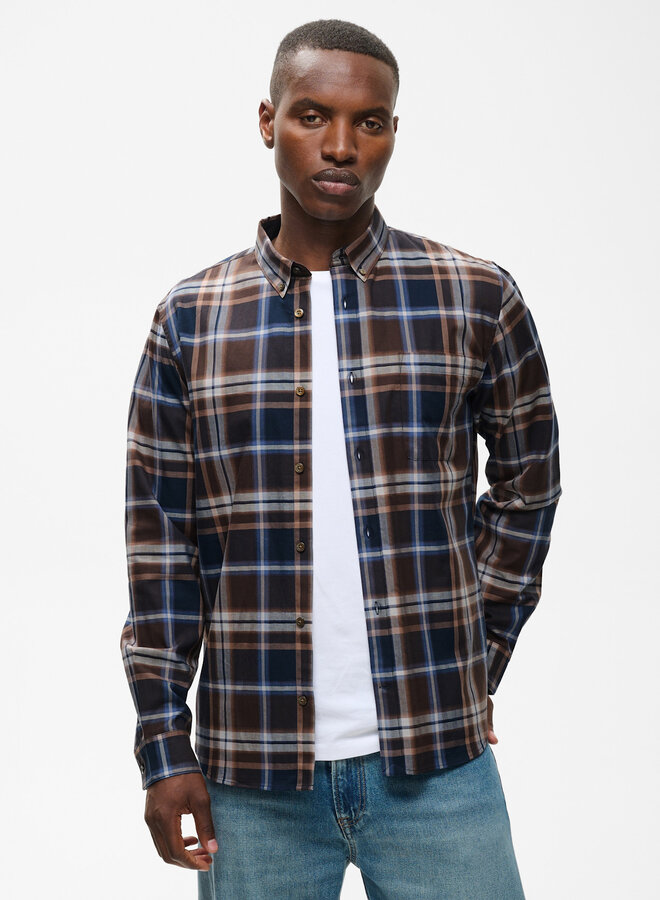 Chemise Matinique Trostol à carreaux brun café & bleu mirage multi