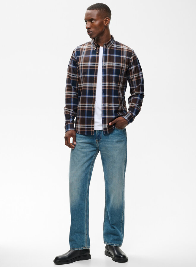 Chemise Matinique Trostol à carreaux brun café & bleu mirage multi