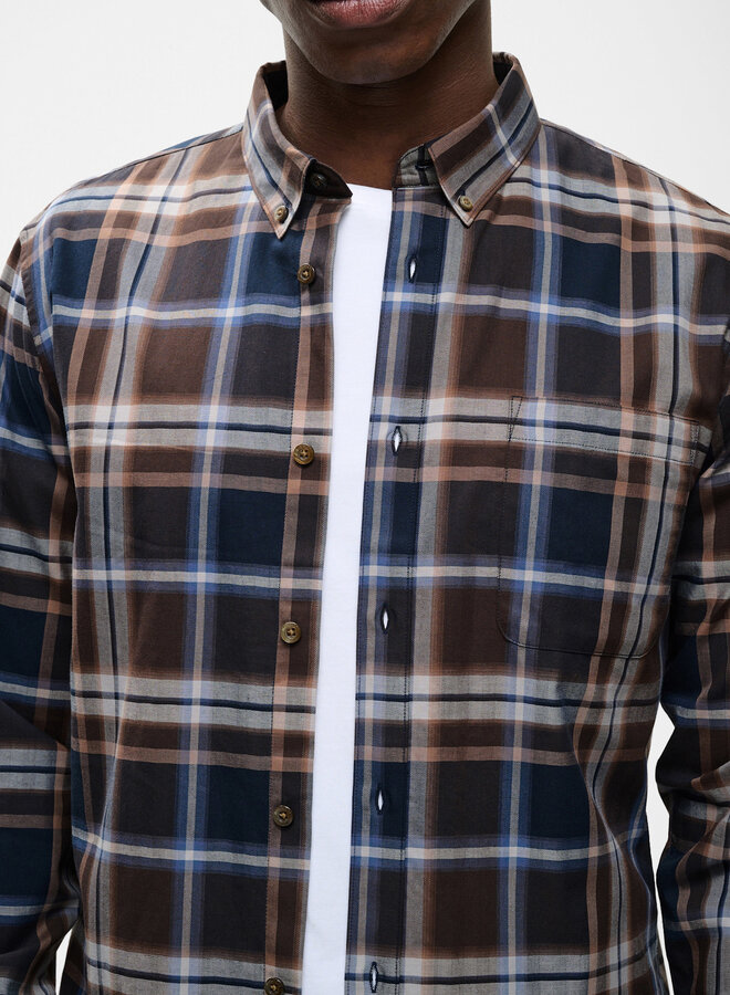 Chemise Matinique Trostol à carreaux brun café & bleu mirage multi