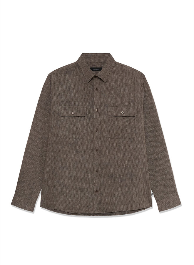 Chemise Matinique Christaldo en flanelle à 2 poches à rabats brun café texturée