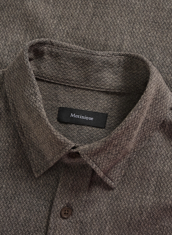 Chemise Matinique Christaldo en flanelle à 2 poches à rabats brun café texturée