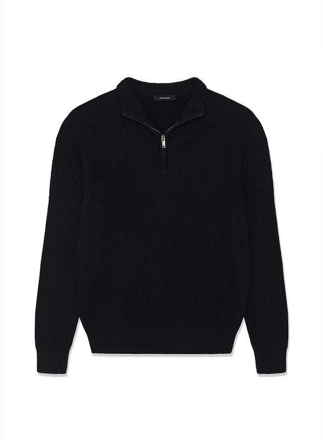Tricot Matinique Hellson à col montant à zip côtelé noir