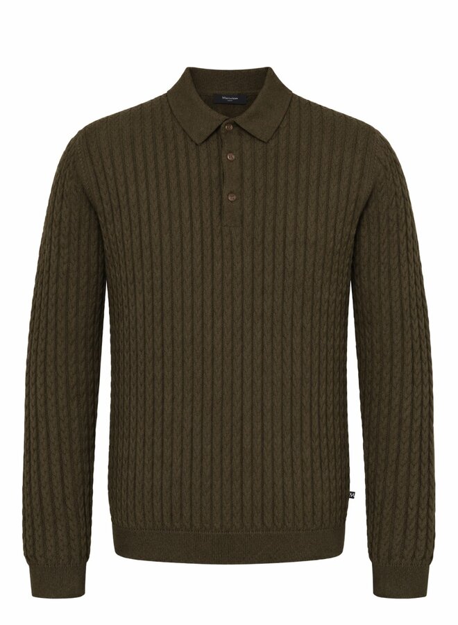 Tricot Matinique Polo à col polo câblé brun café