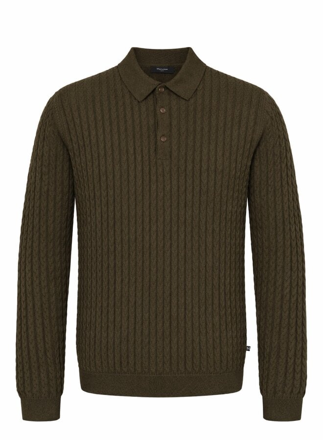 Tricot Matinique Polo à col polo câblé brun café