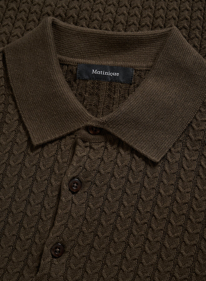 Tricot Matinique Polo à col polo câblé brun café