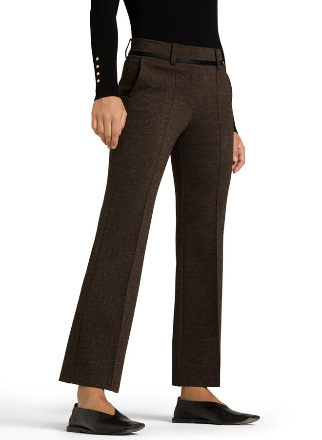 Pantalon Cambio Francoise Cropped brun noisette texturé noir