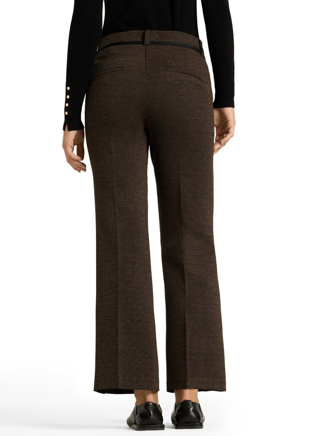 Pantalon Cambio Francoise Cropped brun noisette texturé noir
