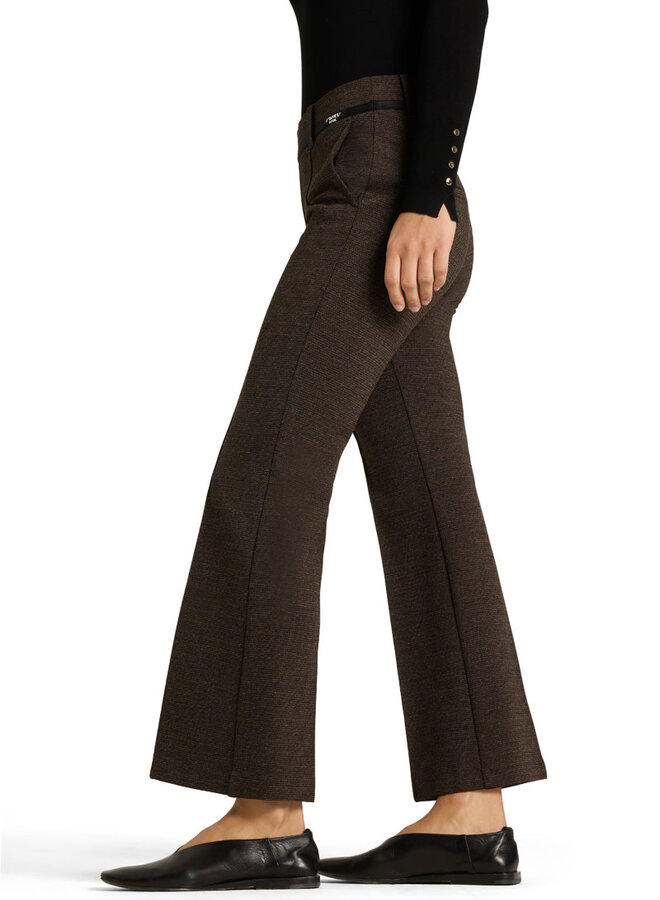 Pantalon Cambio Francoise Cropped brun noisette texturé noir