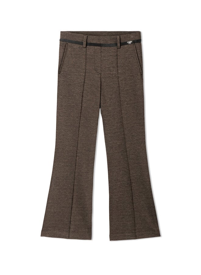 Pantalon Cambio Francoise Cropped brun noisette texturé noir