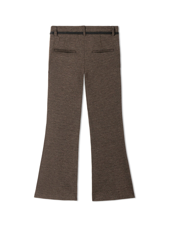 Pantalon Cambio Francoise Cropped brun noisette texturé noir