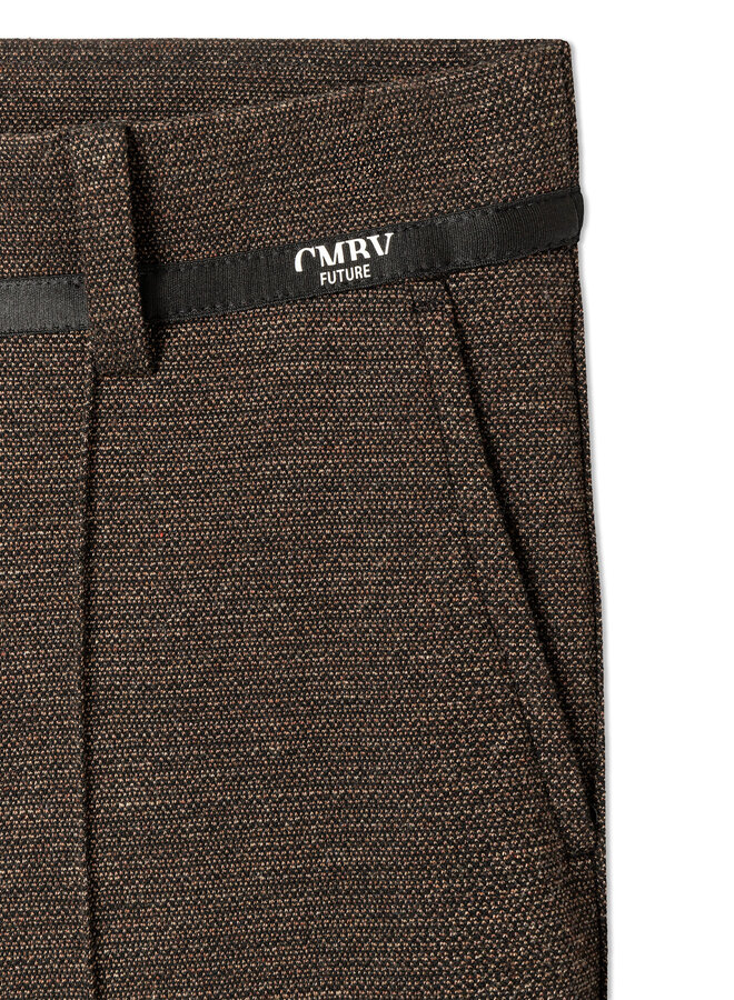 Pantalon Cambio Francoise Cropped brun noisette texturé noir