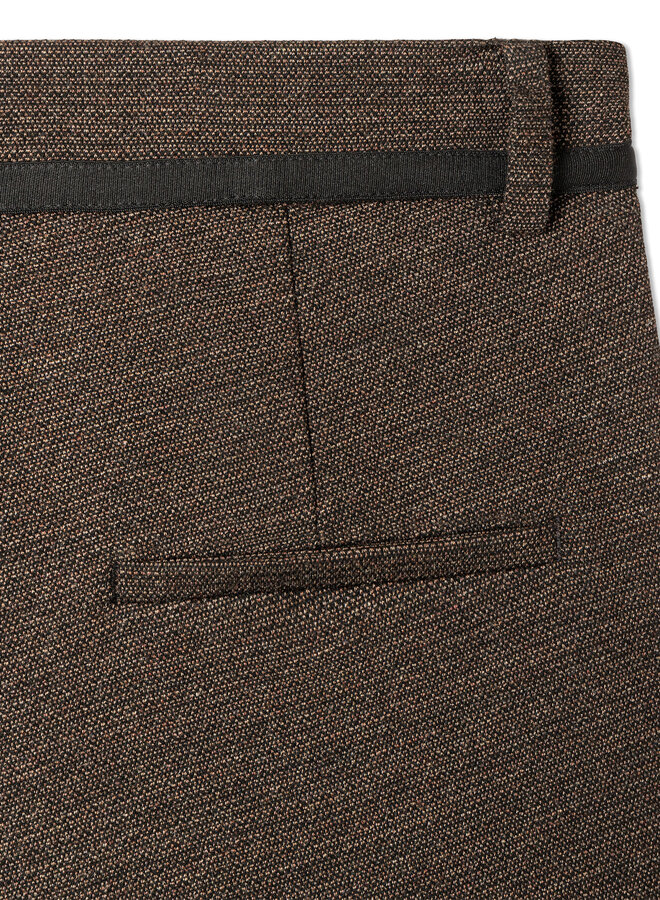 Pantalon Cambio Francoise Cropped brun noisette texturé noir