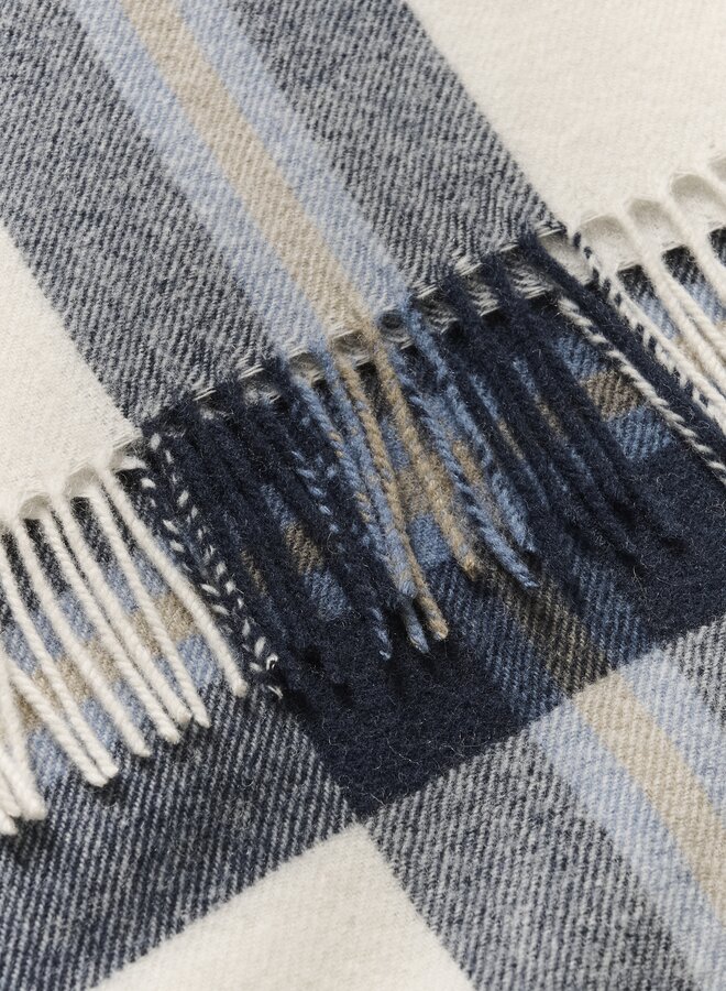 Foulard Matinique Check à carreaux écrus, bleu marine & bleu lavande