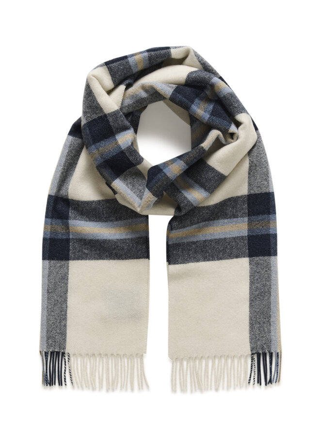 Foulard Matinique Check à carreaux écrus, bleu marine & bleu lavande