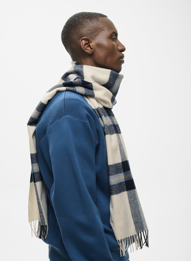 Foulard Matinique Check à carreaux écrus, bleu marine & bleu lavande