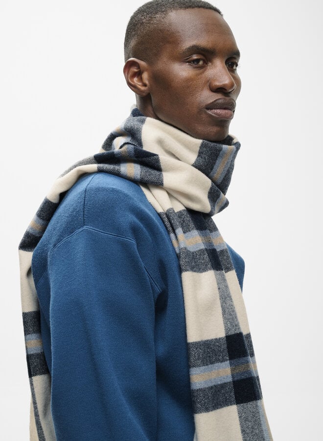 Foulard Matinique Check à carreaux écrus, bleu marine & bleu lavande