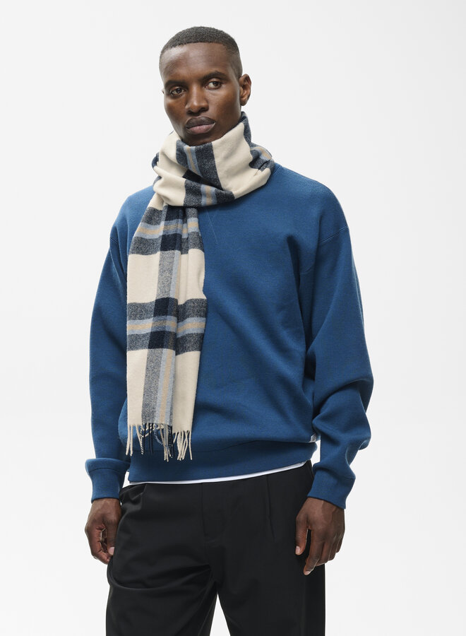 Foulard Matinique Check à carreaux écrus, bleu marine & bleu lavande