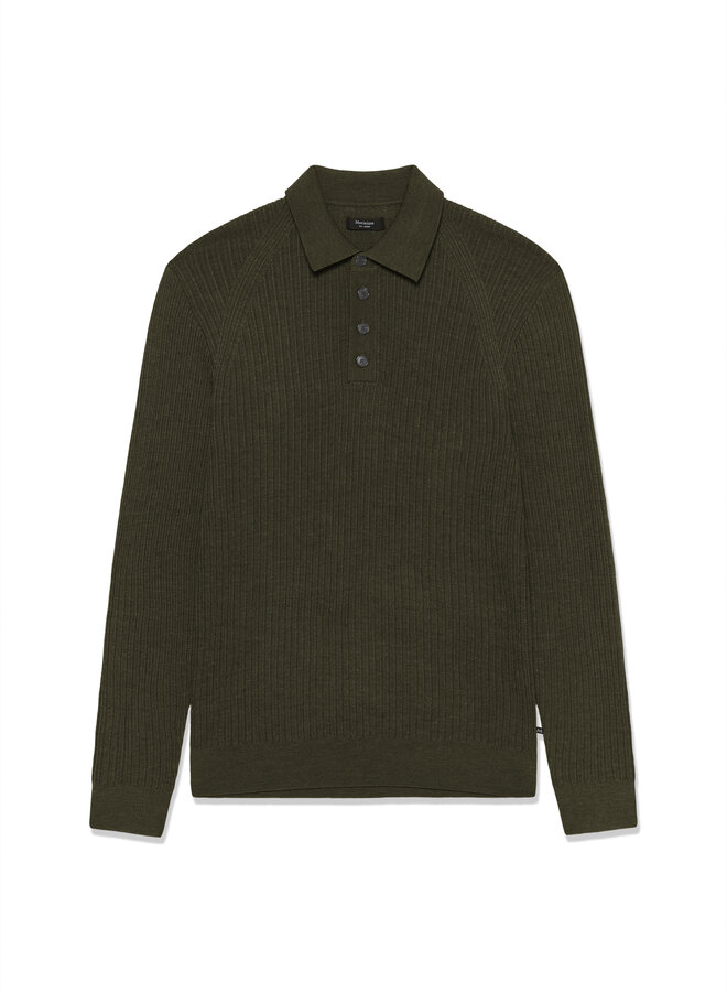 Tricot Matinique Kerone à col polo en laine vert forêt