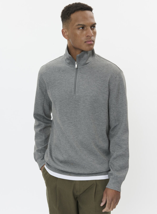 Chandail Matinique Kade à col montant à zip en jersey gris mélange