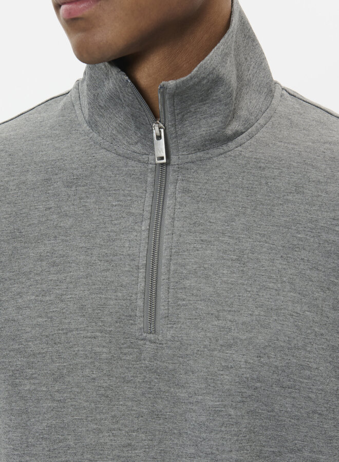 Chandail Matinique Kade à col montant à zip en jersey gris mélange