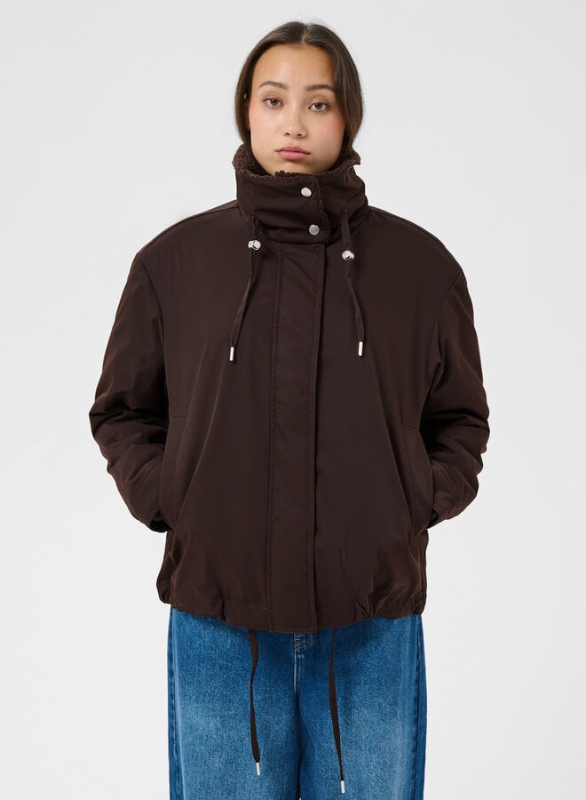 Manteau Part Two Cathia brun chocolat à col teddy