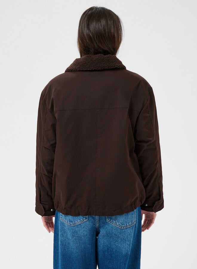 Manteau Part Two Cathia brun chocolat à col teddy
