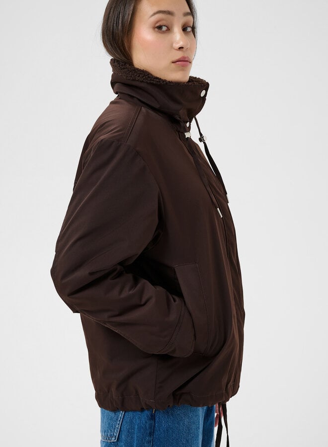 Manteau Part Two Cathia brun chocolat à col teddy