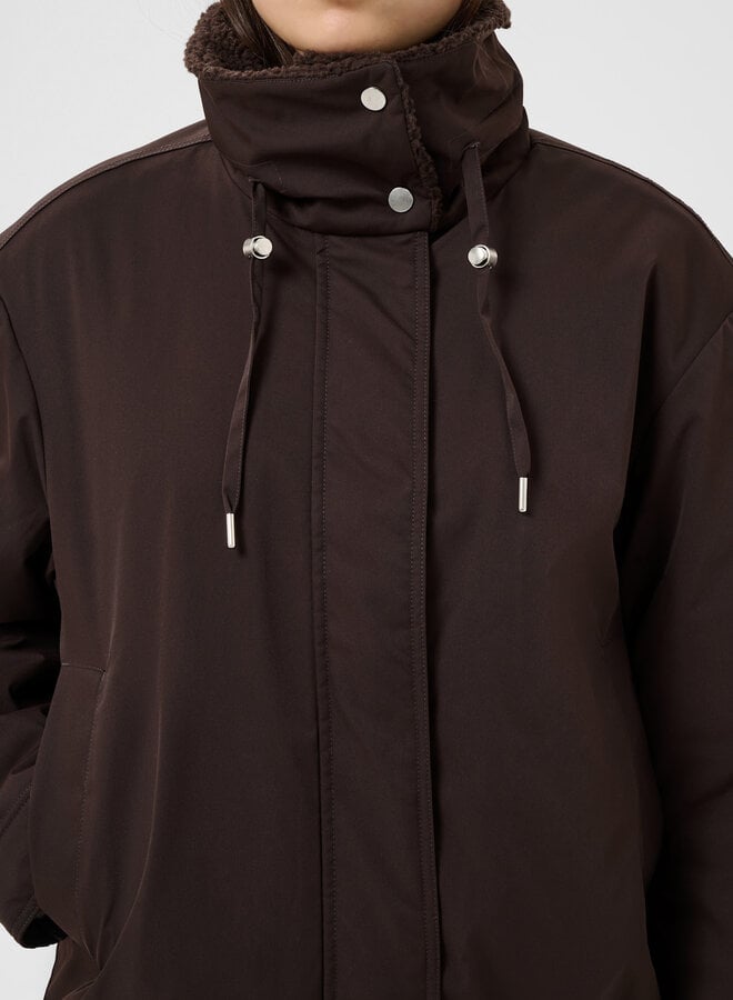 Manteau Part Two Cathia brun chocolat à col teddy