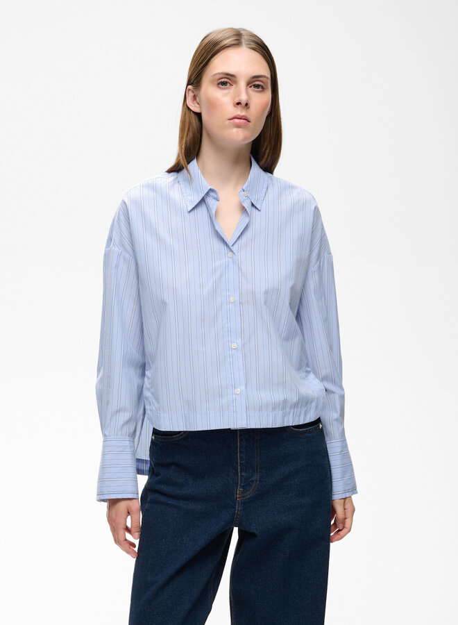 Chemise InWear Halen courte bleue rayée