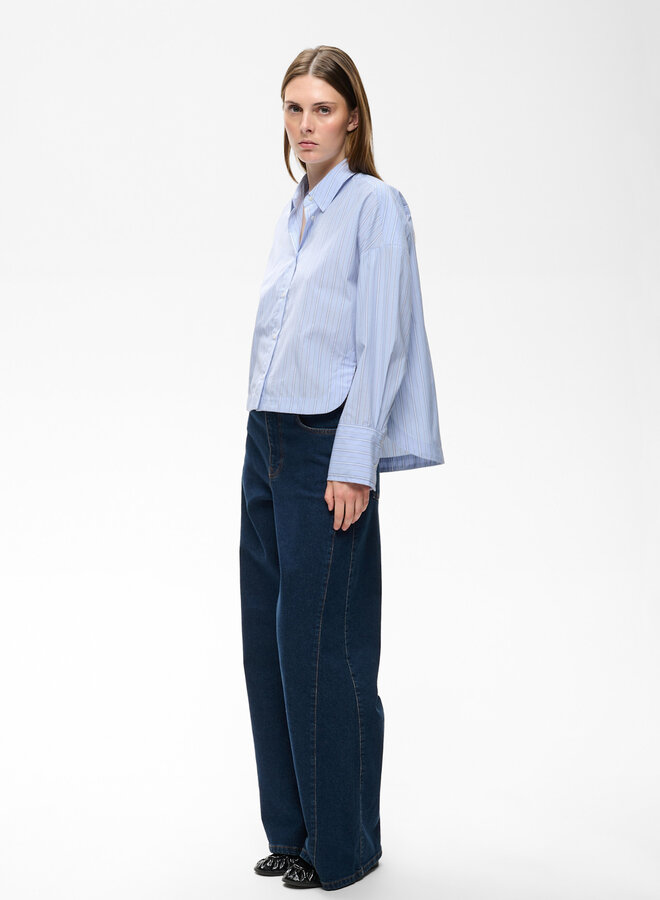Chemise InWear Halen courte bleue rayée