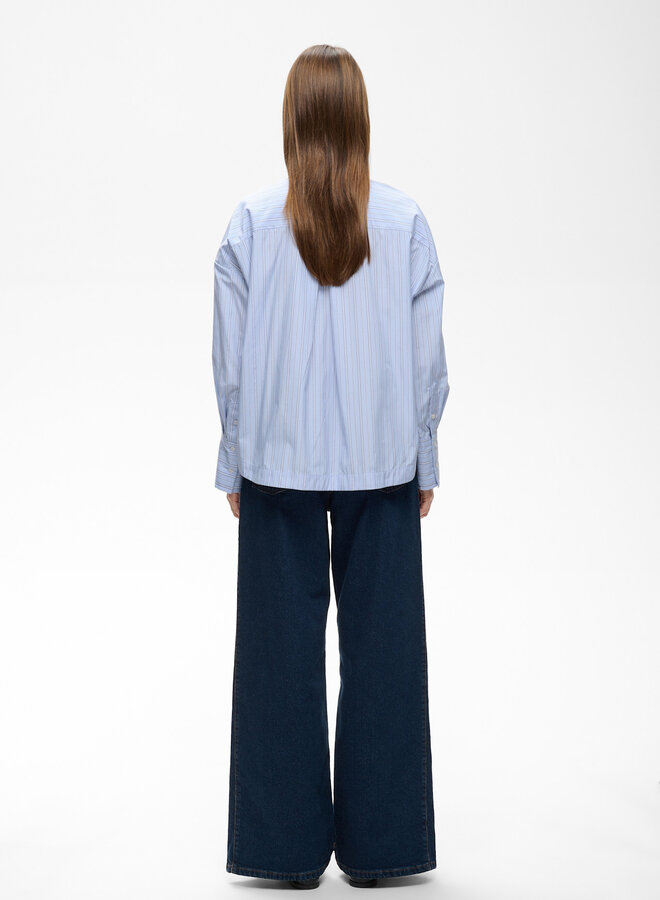 Chemise InWear Halen courte bleue rayée