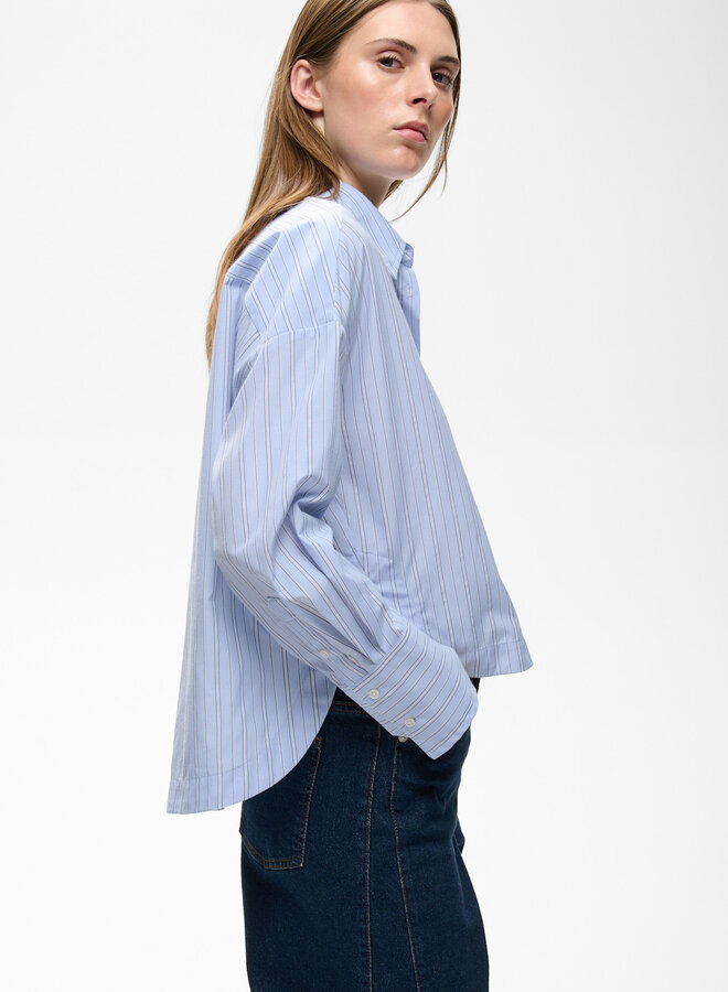 Chemise InWear Halen courte bleue rayée