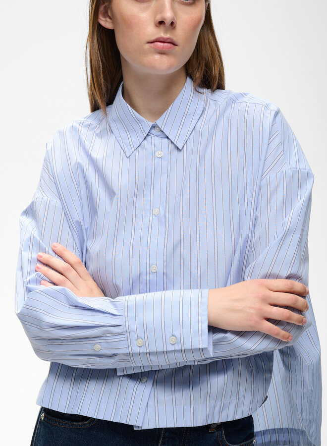 Chemise InWear Halen courte bleue rayée